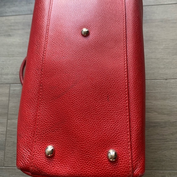 Longchamp Red Nappa Pebbled leather satchel handbag - Picture 2 of 13